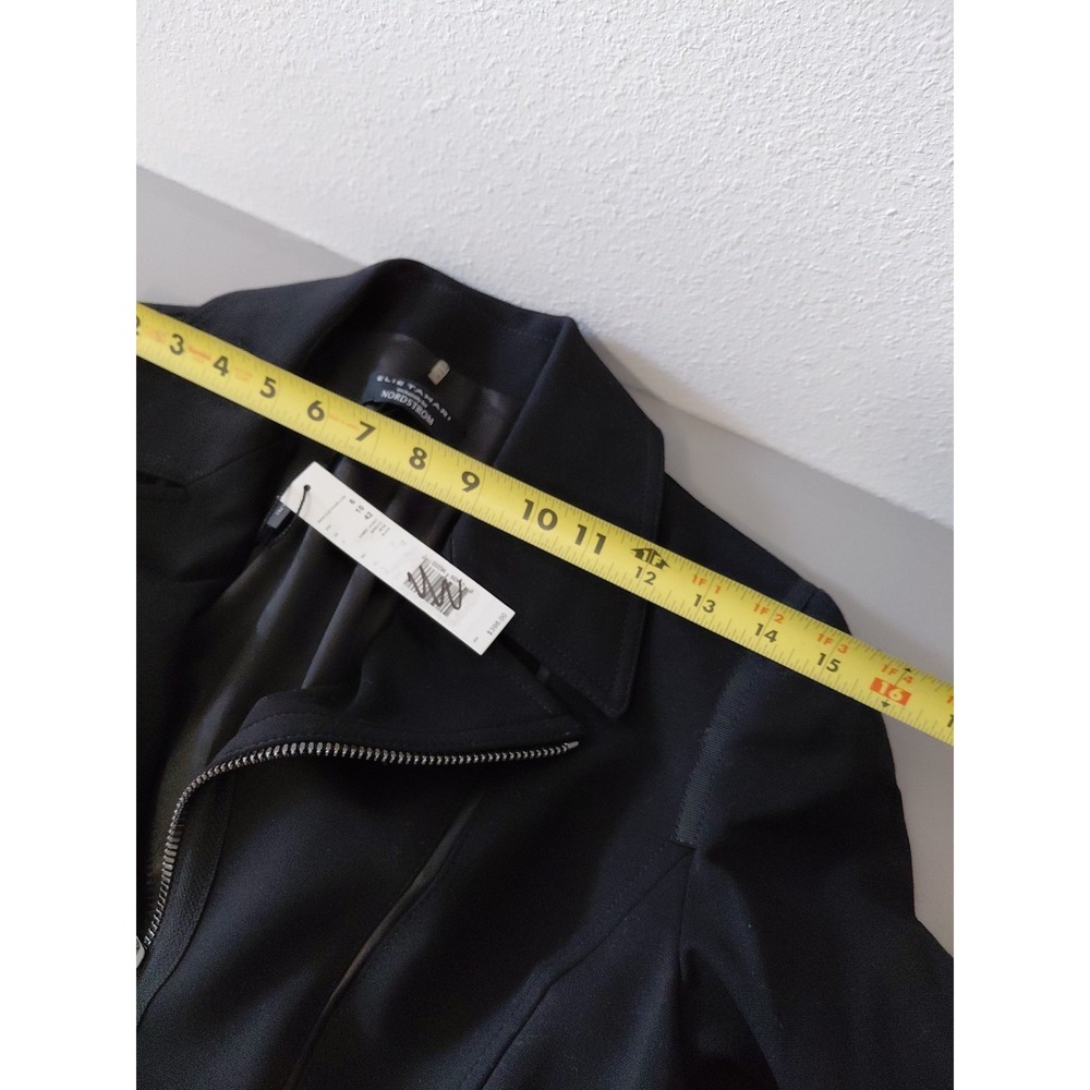 NEW Elie Tahari X Nordstrom Moto Jacket Women 6 Black Modern Zip Crop GABBIE - Picture 10 of 16